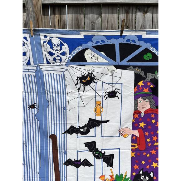 Cranston Halloween Door Panel Cover Glow in the Dark Witch Black Cat 54 x 57 - Picture 5 of 8